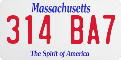 MA license plate 314BA7