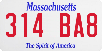 MA license plate 314BA8