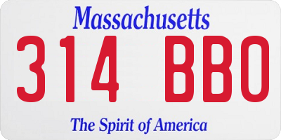 MA license plate 314BB0