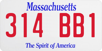 MA license plate 314BB1