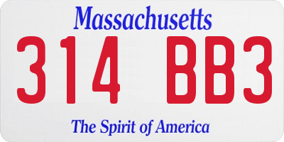 MA license plate 314BB3
