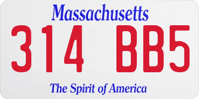 MA license plate 314BB5