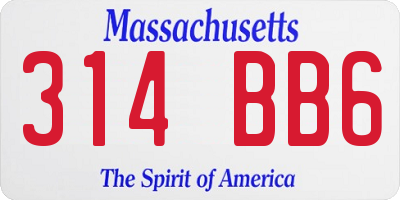 MA license plate 314BB6