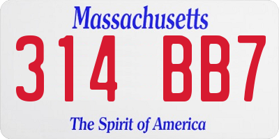 MA license plate 314BB7