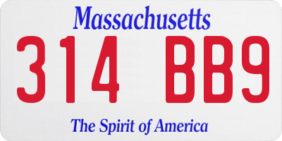 MA license plate 314BB9