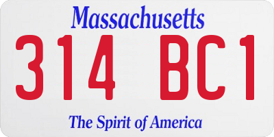 MA license plate 314BC1