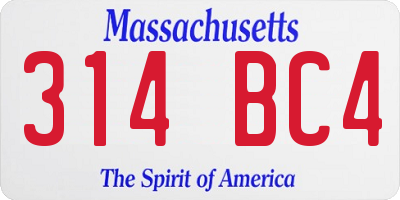 MA license plate 314BC4