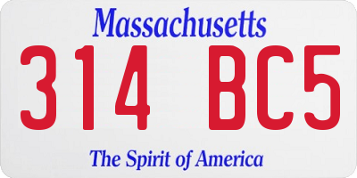 MA license plate 314BC5