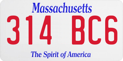 MA license plate 314BC6