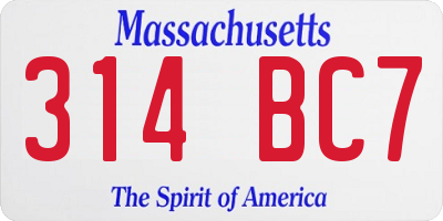 MA license plate 314BC7