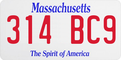 MA license plate 314BC9