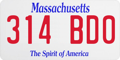 MA license plate 314BD0