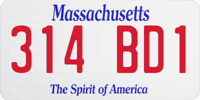 MA license plate 314BD1