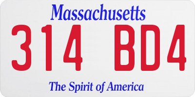 MA license plate 314BD4