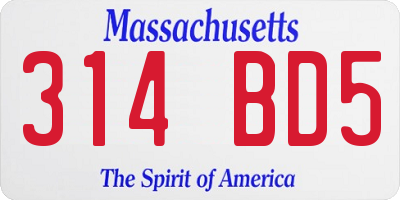 MA license plate 314BD5