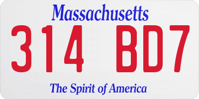 MA license plate 314BD7