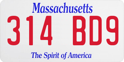 MA license plate 314BD9