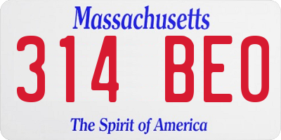 MA license plate 314BE0