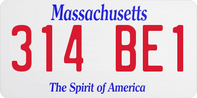 MA license plate 314BE1