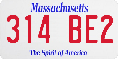 MA license plate 314BE2