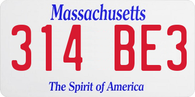 MA license plate 314BE3