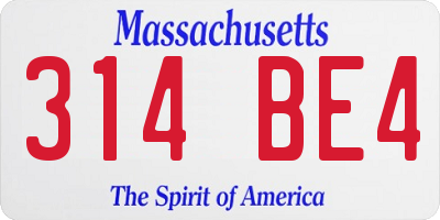 MA license plate 314BE4