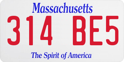 MA license plate 314BE5