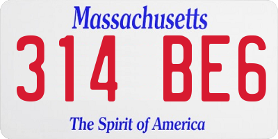 MA license plate 314BE6