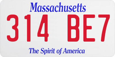 MA license plate 314BE7