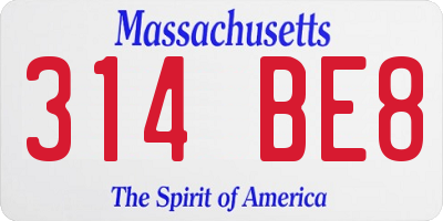 MA license plate 314BE8