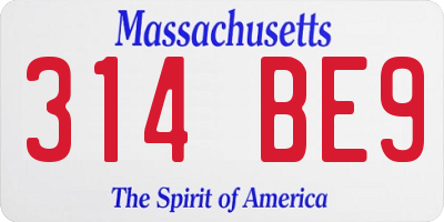 MA license plate 314BE9