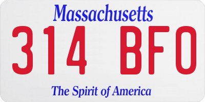 MA license plate 314BF0