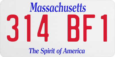 MA license plate 314BF1
