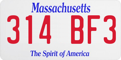 MA license plate 314BF3