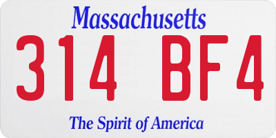 MA license plate 314BF4
