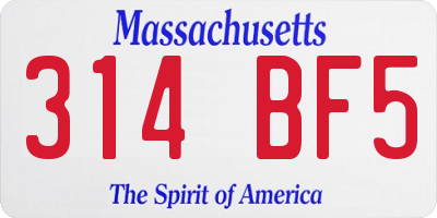 MA license plate 314BF5