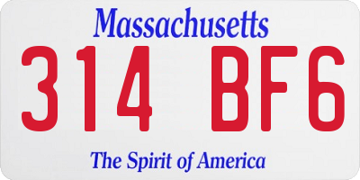 MA license plate 314BF6