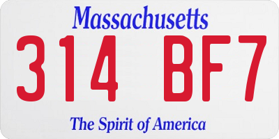MA license plate 314BF7