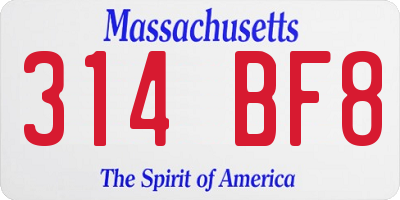 MA license plate 314BF8