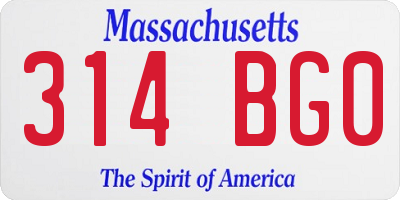 MA license plate 314BG0