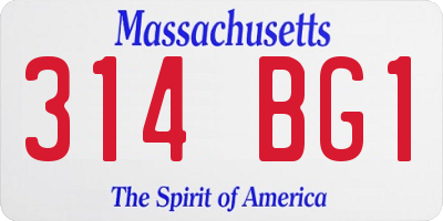 MA license plate 314BG1