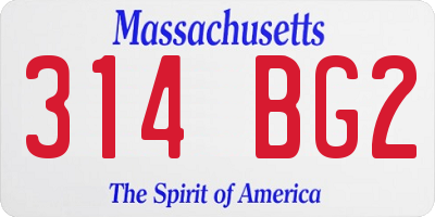 MA license plate 314BG2