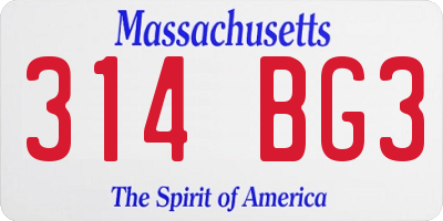 MA license plate 314BG3