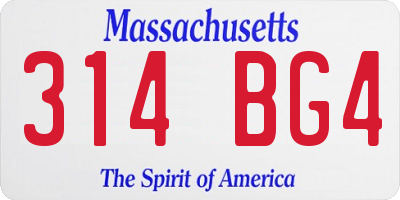 MA license plate 314BG4