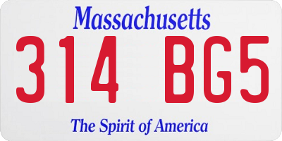 MA license plate 314BG5