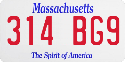 MA license plate 314BG9