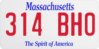 MA license plate 314BH0