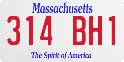 MA license plate 314BH1