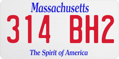 MA license plate 314BH2