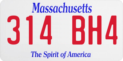 MA license plate 314BH4